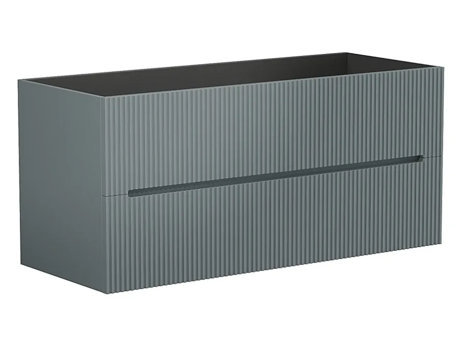 Vente-unique Meuble sous vasque suspendu strié gris - 120 cm - PAVANI