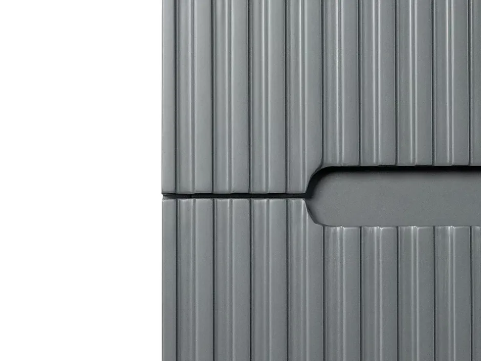 Vente-unique Meuble sous vasque suspendu strié gris - 120 cm - PAVANI