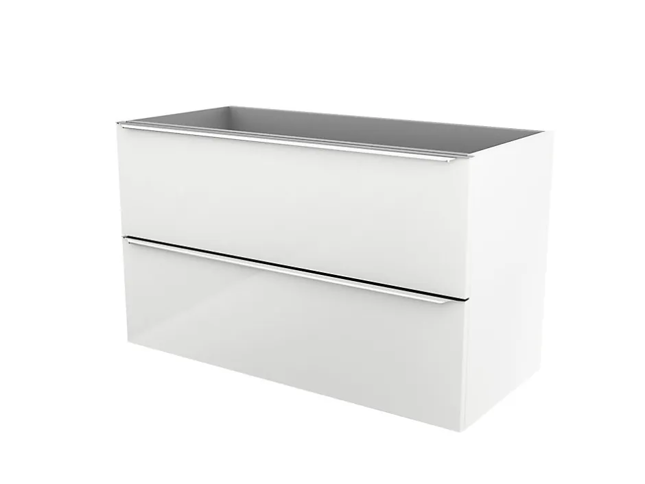 GoodHome Meuble sous vasque suspendu blanc brillant l.100 x H.60 x P.45 cm, Imandra