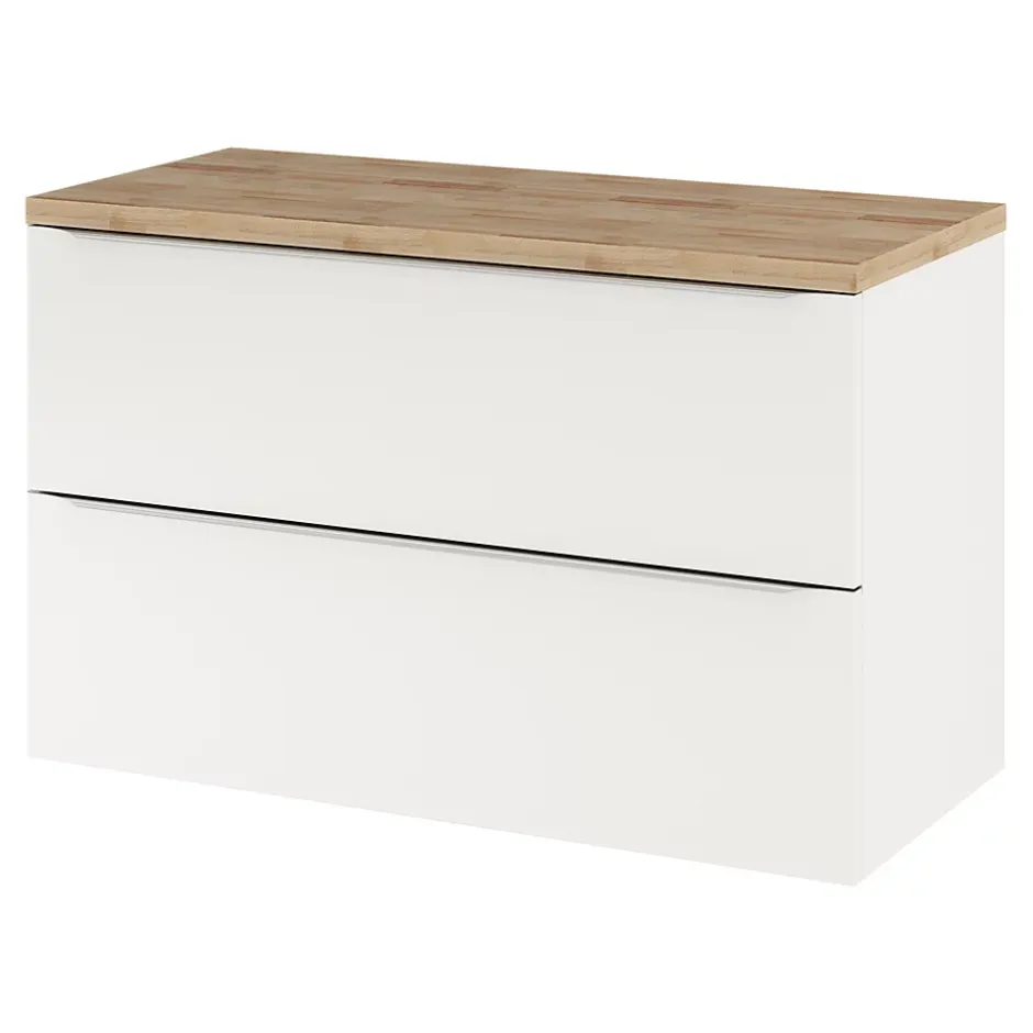 GoodHome Meuble sous vasque suspendu blanc brillant l.100 x H.60 x P.45 cm, Imandra