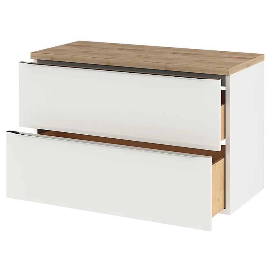 GoodHome Meuble sous vasque suspendu blanc brillant l.100 x H.60 x P.45 cm, Imandra