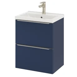 GoodHome Meuble sous vasque suspendu faible profondeur bleu nuit mat l.50 x H.60 x P.36 cm, Imandra