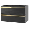 Furnidea Meuble sous vasque suspendu VESPER noir 80 cm - bande décorative dorée