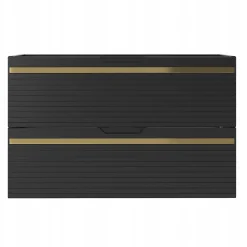 Furnidea Meuble sous vasque suspendu VESPER noir 80 cm - bande décorative dorée