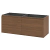 GoodHome Meuble sous vasque suspendu effet noyer 4 tiroirs l.120 x H.48 x P.45 cm, Levanna* Meuble Sous-Vasque
