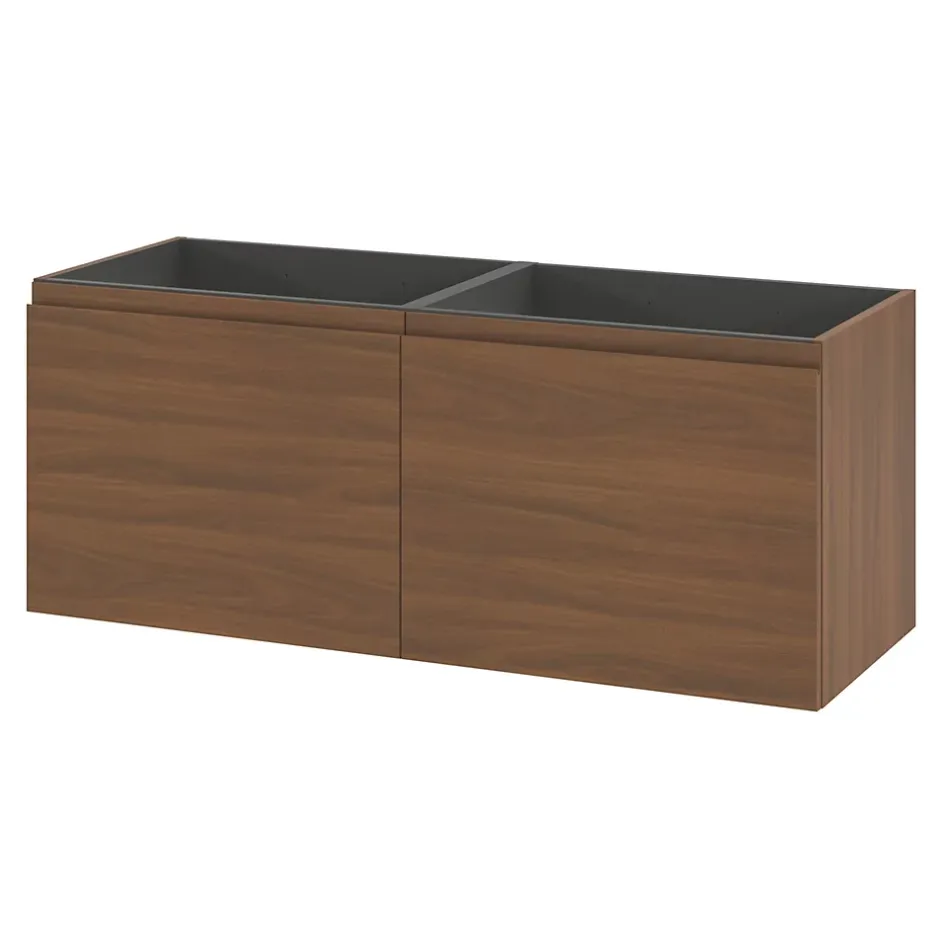GoodHome Meuble sous vasque suspendu effet noyer 4 tiroirs l.120 x H.48 x P.45 cm, Levanna* Meuble Sous-Vasque
