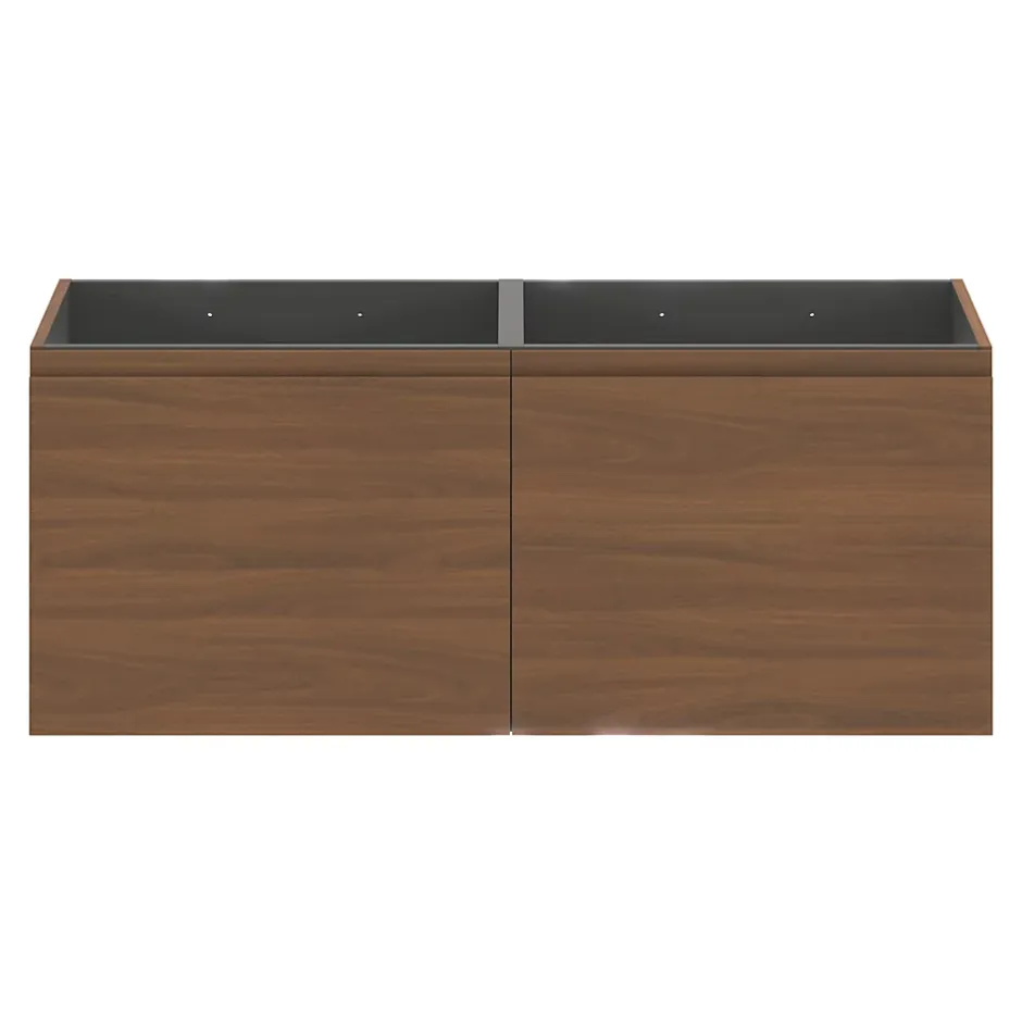 GoodHome Meuble sous vasque suspendu effet noyer 4 tiroirs l.120 x H.48 x P.45 cm, Levanna* Meuble Sous-Vasque