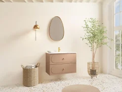 Vente-unique Meuble sous vasque suspendu - Vieux rose - 80 cm - SATOBAL* Meuble Sous-Vasque