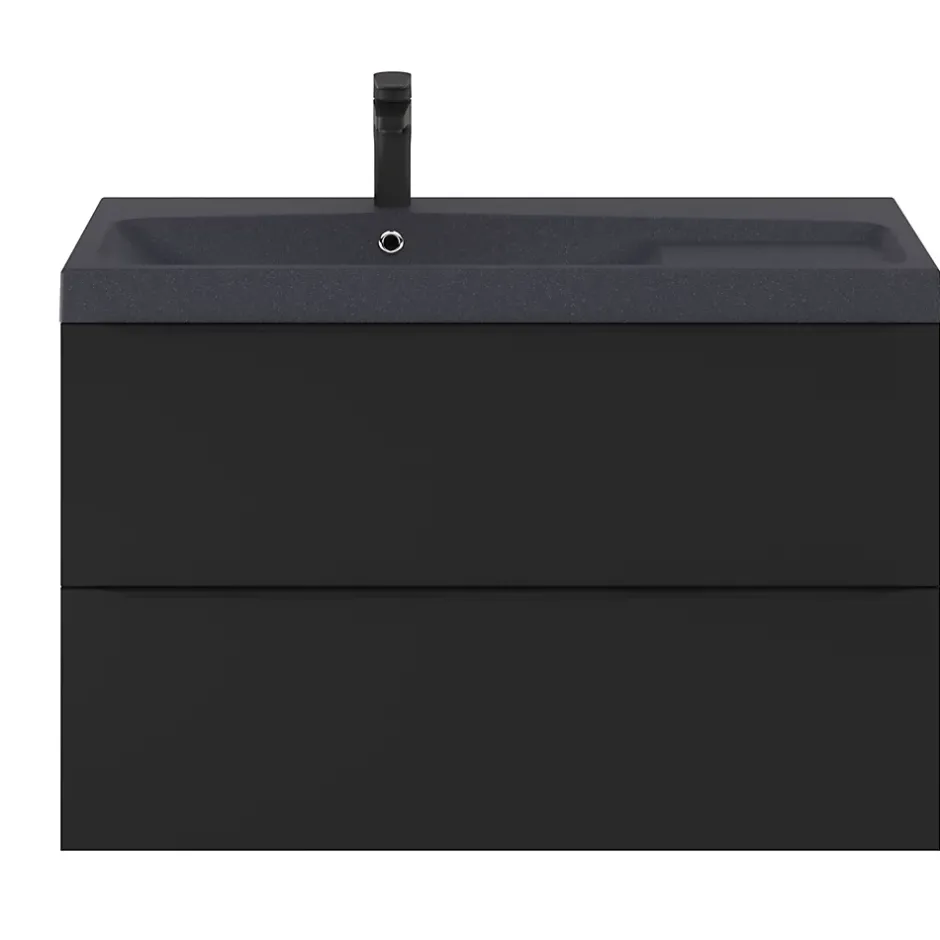 GoodHome Meuble sous vasque suspendu noir mat l.100 x H.60 x P.45 cm, Imandra