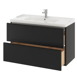 GoodHome Meuble sous vasque suspendu noir mat l.100 x H.60 x P.45 cm, Imandra