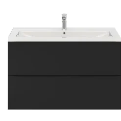 GoodHome Meuble sous vasque suspendu noir mat l.100 x H.60 x P.45 cm, Imandra