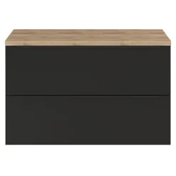 GoodHome Meuble sous vasque suspendu noir mat l.100 x H.60 x P.45 cm, Imandra