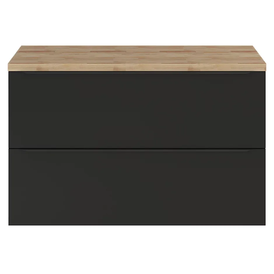 GoodHome Meuble sous vasque suspendu noir mat l.100 x H.60 x P.45 cm, Imandra