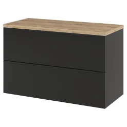 GoodHome Meuble sous vasque suspendu noir mat l.100 x H.60 x P.45 cm, Imandra