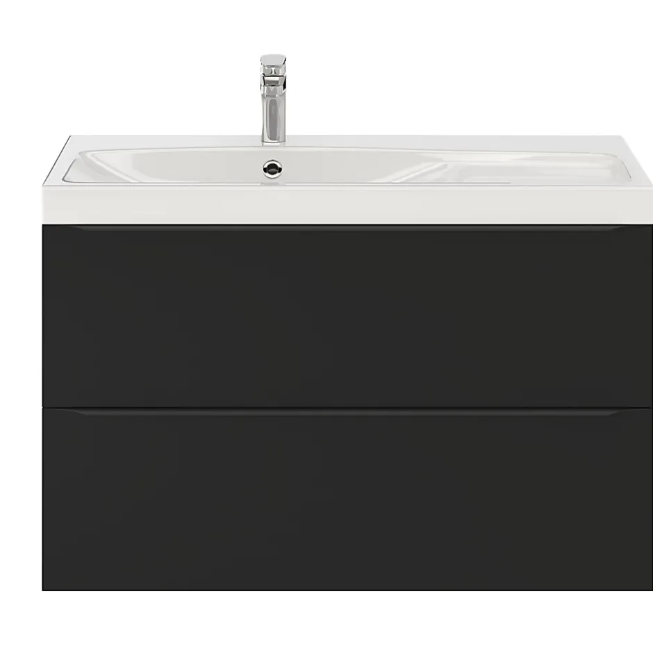 GoodHome Meuble sous vasque suspendu noir mat l.100 x H.60 x P.45 cm, Imandra