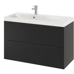 GoodHome Meuble sous vasque suspendu noir mat l.100 x H.60 x P.45 cm, Imandra