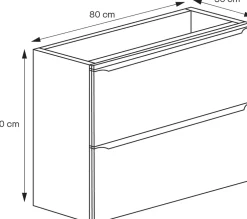 GoodHome Meuble sous vasque suspendu faible profondeur effet chêne l.80 x H.60 x P.36 cm, Imandra* Meuble Buanderie|Meuble De Salle De Bains Faible Profondeur