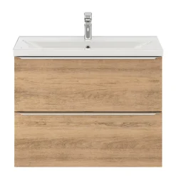 GoodHome Meuble sous vasque suspendu faible profondeur effet chêne l.80 x H.60 x P.36 cm, Imandra* Meuble Buanderie|Meuble De Salle De Bains Faible Profondeur
