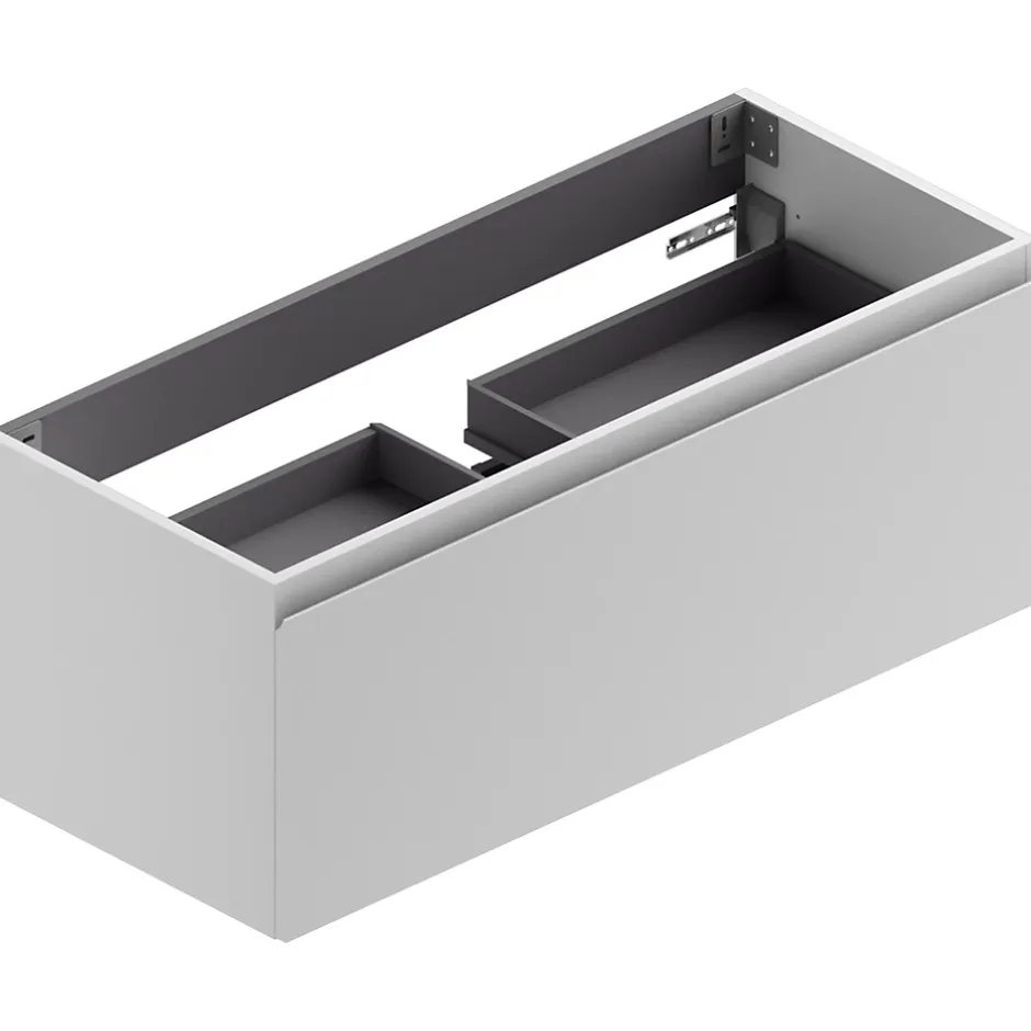 Ipiemme SRL Meuble sous vasque suspendu blanc mat l.120 x H.46,5 x P.50,5 cm évacuation centrale, Pura+* Meuble Sous-Vasque