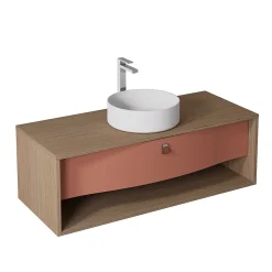 Decotec Meuble sous vasque suspendu terracotta mat 1 tiroir l.120 x H.40 x P.50 cm, Havana