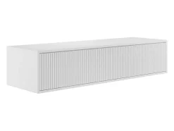 Vente-unique Meuble sous vasque suspendu strié - Blanc - 150 cm - ARNEGA