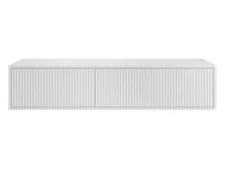 Vente-unique Meuble sous vasque suspendu strié - Blanc - 150 cm - ARNEGA