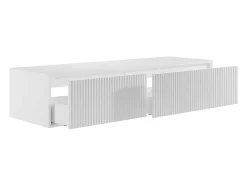 Vente-unique Meuble sous vasque suspendu strié - Blanc - 150 cm - ARNEGA