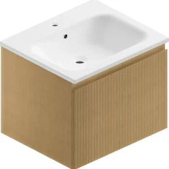 Ipiemme SRL Meuble sous vasque suspendu placage chêne miel strié l.60 cm, Pura* Meuble Sous-Vasque|Meuble Buanderie