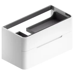 Meuble sous vasque suspendu blanc mat version gauche l.104 x H.55 x P.50,5 cm, Alba