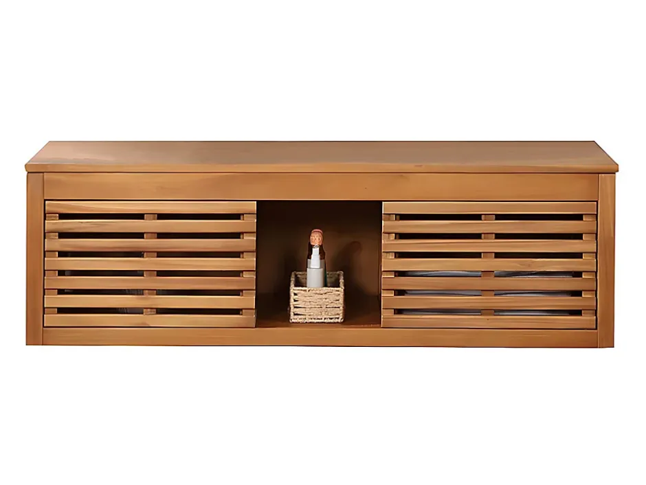 Vente-unique Meuble sous vasque suspendu en bois d'acacia - 130 cm - PENEBEL