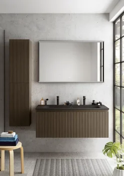 Ipiemme SRL Meuble sous vasque suspendu placage noyer strié l.120 cm Pura* Meuble Buanderie