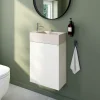 Homesight Meuble sous vasque suspendu blanc mat l.44 cm Imandra + plan vasque béton beige moucheté, GoodHome
