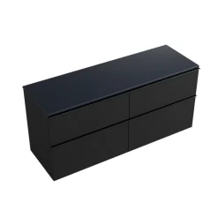 Bernstein Meuble sous vasque suspendu MDF Noir mat, plan vasque Bleu nuit mat, poignée Anthracite mat - 140x46x62cm - LAVOA* Meuble Sous-Vasque