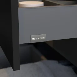 Bernstein Meuble sous vasque suspendu MDF Noir mat, plan vasque Bleu nuit mat, poignée Anthracite mat - 140x46x62cm - LAVOA* Meuble Sous-Vasque