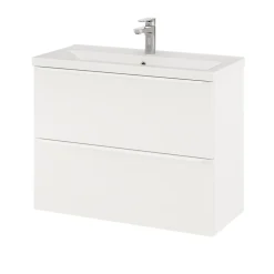 GoodHome Meuble sous vasque suspendu faible profondeur blanc mat l.80 x H.60 x P.36 cm, Imandra
