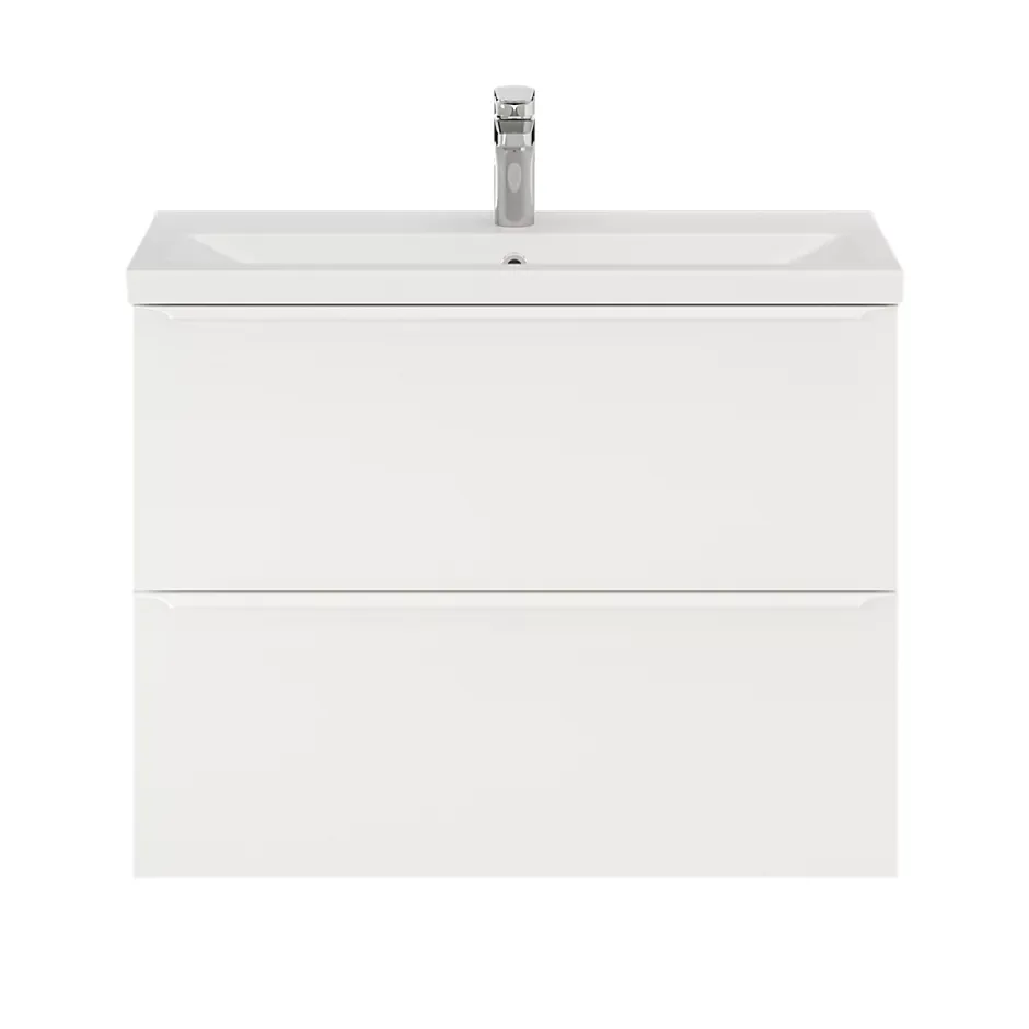 GoodHome Meuble sous vasque suspendu faible profondeur blanc mat l.80 x H.60 x P.36 cm, Imandra