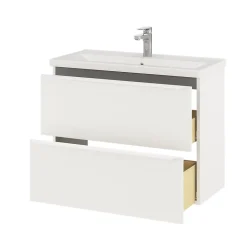 GoodHome Meuble sous vasque suspendu faible profondeur blanc mat l.80 x H.60 x P.36 cm, Imandra