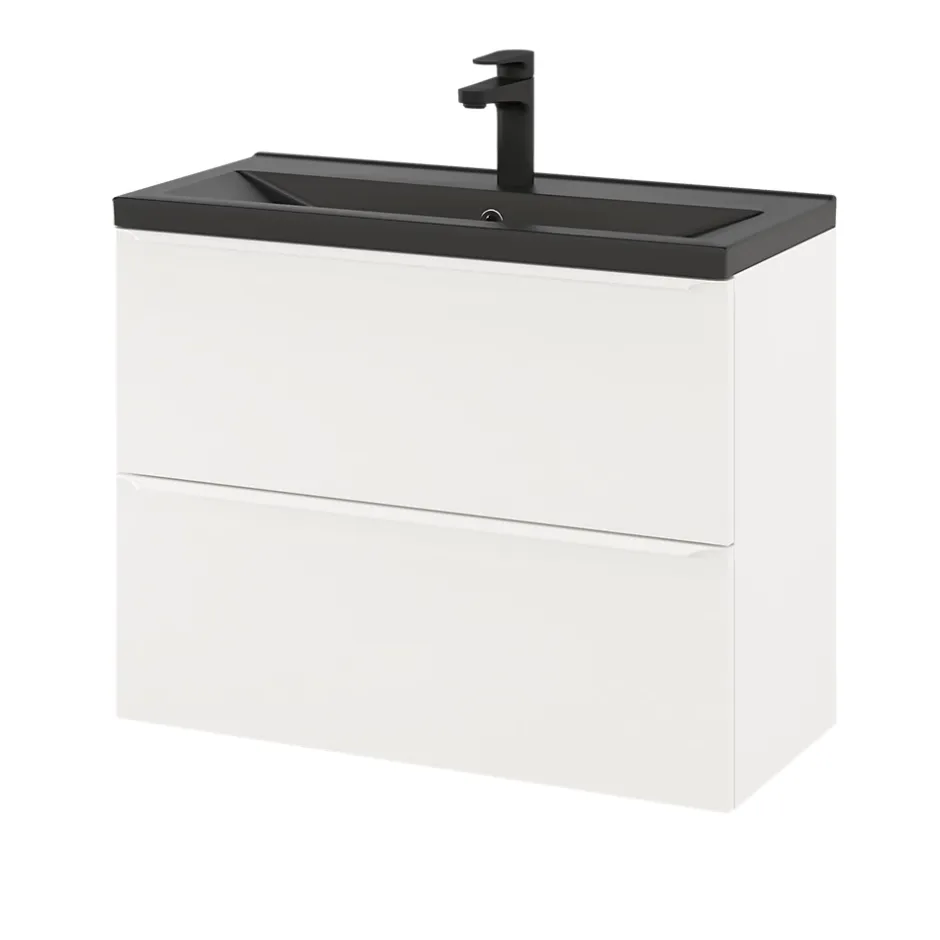 GoodHome Meuble sous vasque suspendu faible profondeur blanc mat l.80 x H.60 x P.36 cm, Imandra