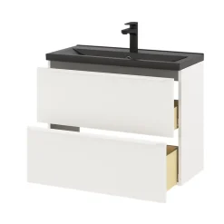 GoodHome Meuble sous vasque suspendu faible profondeur blanc mat l.80 x H.60 x P.36 cm, Imandra