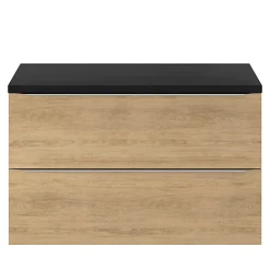 GoodHome Meuble sous vasque suspendu effet chêne l.100 x H.60 x P.45 cm, Imandra* Meuble Buanderie|Meuble Sous-Vasque