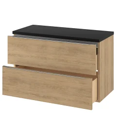 GoodHome Meuble sous vasque suspendu effet chêne l.100 x H.60 x P.45 cm, Imandra* Meuble Buanderie|Meuble Sous-Vasque