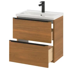GoodHome Meuble sous vasque suspendu faible profondeur effet noyer l.60 x H.60 x P.36 cm, Imandra* Meuble Buanderie|Meuble De Salle De Bains Faible Profondeur
