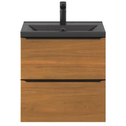 GoodHome Meuble sous vasque suspendu faible profondeur effet noyer l.60 x H.60 x P.36 cm, Imandra* Meuble Buanderie|Meuble De Salle De Bains Faible Profondeur