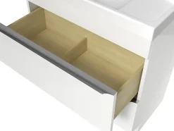 GoodHome Meuble sous vasque suspendu blanc brillant l.80 x H.60 x P.45 cm, Imandra* Meuble Buanderie|Meuble Sous-Vasque