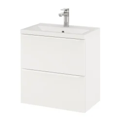 GoodHome Meuble sous vasque suspendu faible profondeur blanc mat l.60 x H.60 x P.36 cm, Imandra