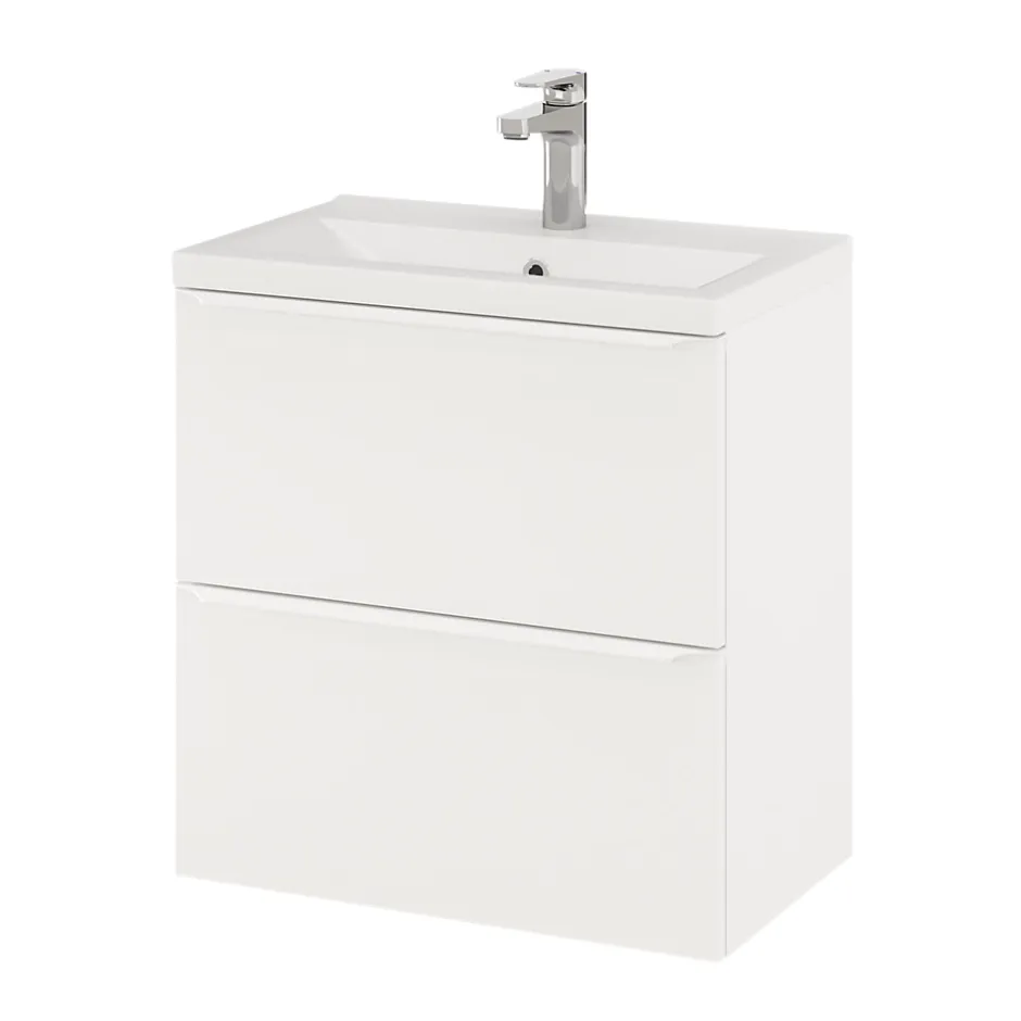 GoodHome Meuble sous vasque suspendu faible profondeur blanc mat l.60 x H.60 x P.36 cm, Imandra