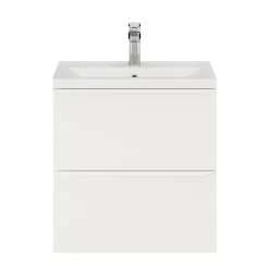 GoodHome Meuble sous vasque suspendu faible profondeur blanc mat l.60 x H.60 x P.36 cm, Imandra