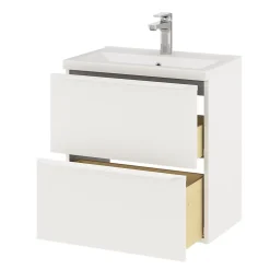 GoodHome Meuble sous vasque suspendu faible profondeur blanc mat l.60 x H.60 x P.36 cm, Imandra