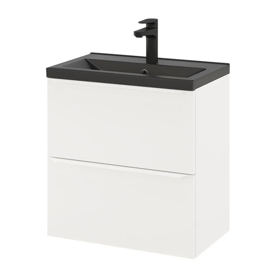 GoodHome Meuble sous vasque suspendu faible profondeur blanc mat l.60 x H.60 x P.36 cm, Imandra