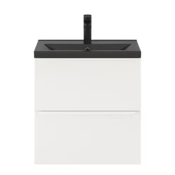 GoodHome Meuble sous vasque suspendu faible profondeur blanc mat l.60 x H.60 x P.36 cm, Imandra